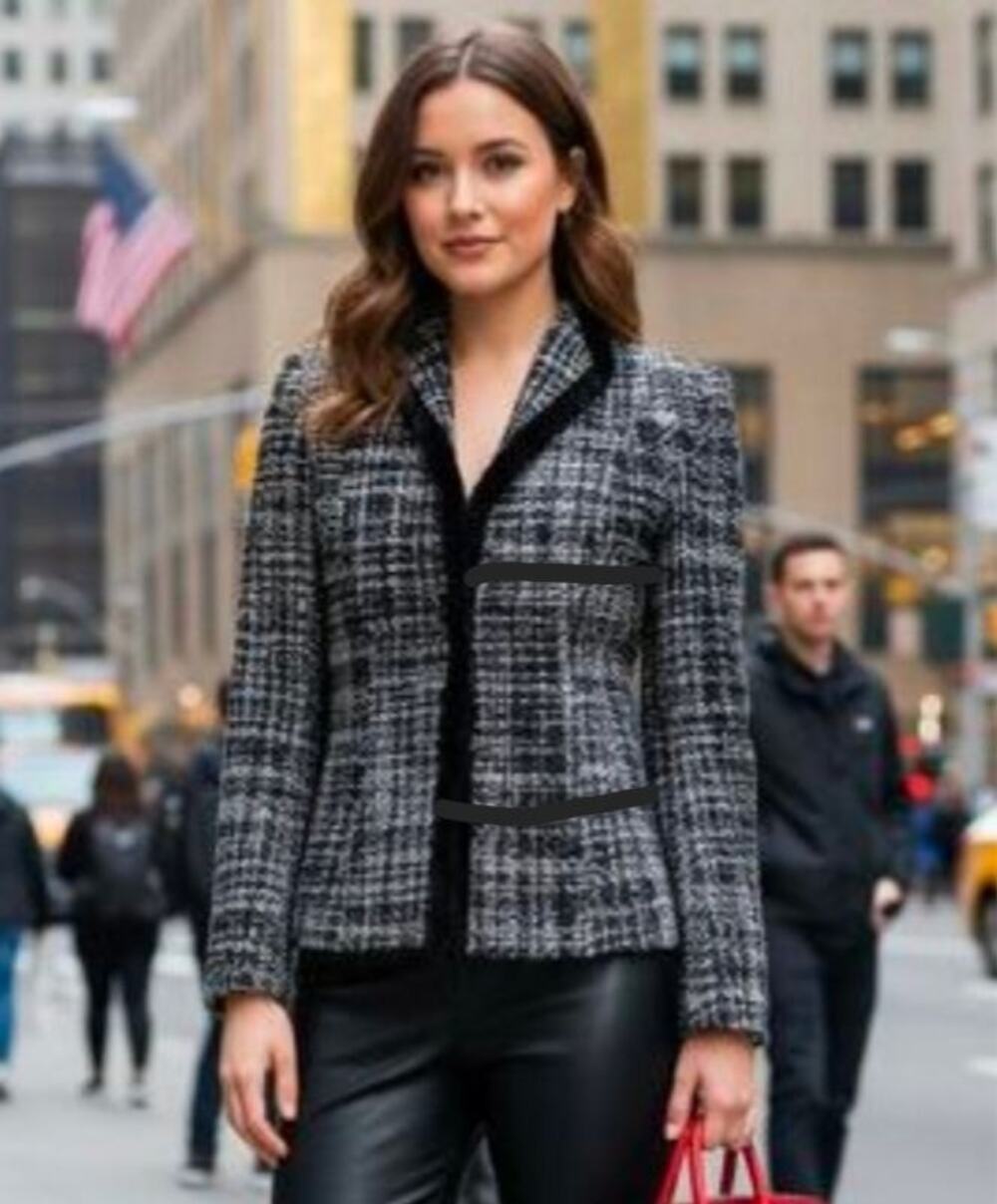 Tahari by Arthur Levine Tweed Faux Fur Trim Jacket Black & White Sz 10
